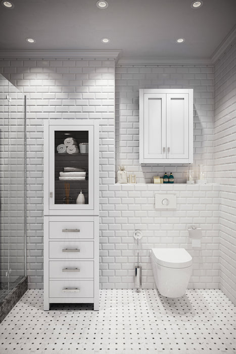 Kingston Madison MADISON-TT-W - 24 in. x 8 in. Toilet Topper Bathroom Storage, Pure White