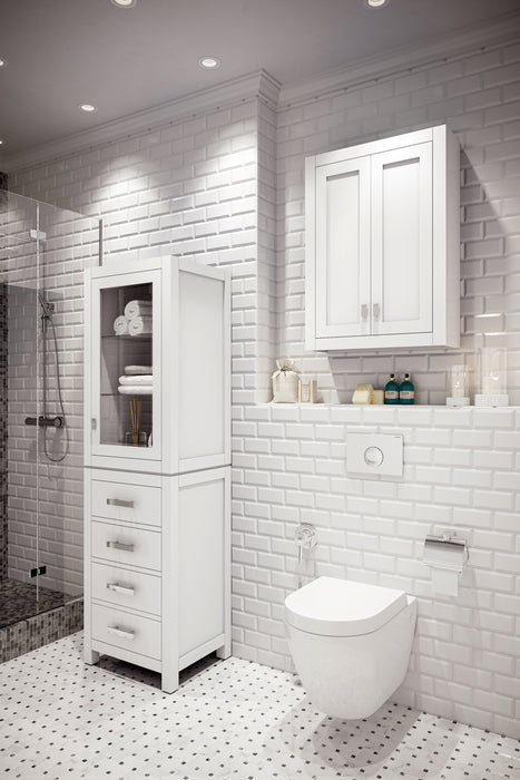 Kingston Madison MADISON-TT-W - 24 in. x 8 in. Toilet Topper Bathroom Storage, Pure White