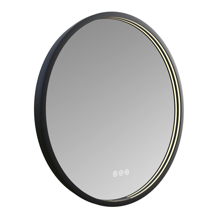 Kingston Aurora MR1012424 24-Inch Round LED Bathroom Mirror, Front and Back Light, Dimmable Touch Sensor Lighted Mirror, Silver/Gunmetal