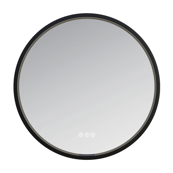 Kingston Aurora MR1012424 24-Inch Round LED Bathroom Mirror, Front and Back Light, Dimmable Touch Sensor Lighted Mirror, Silver/Gunmetal