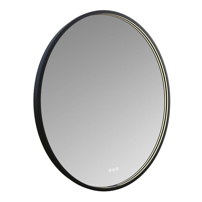 Kingston Aurora MR1013636 36-Inch Round LED Bathroom Mirror, Front and Back Light, Dimmable Touch Sensor Lighted Mirror, Silver/Gunmetal