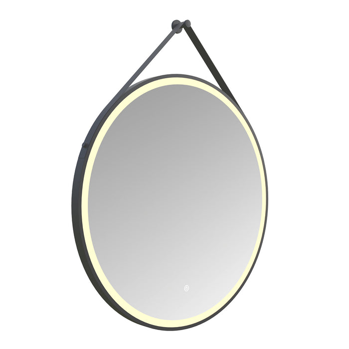 Kingston Aurora MR1023030 30-Inch Round LED Bathroom Mirror, Front Light, Anti-Fog, Dimmable Touch Sensor Lighted Mirror, Silver/Matte Black