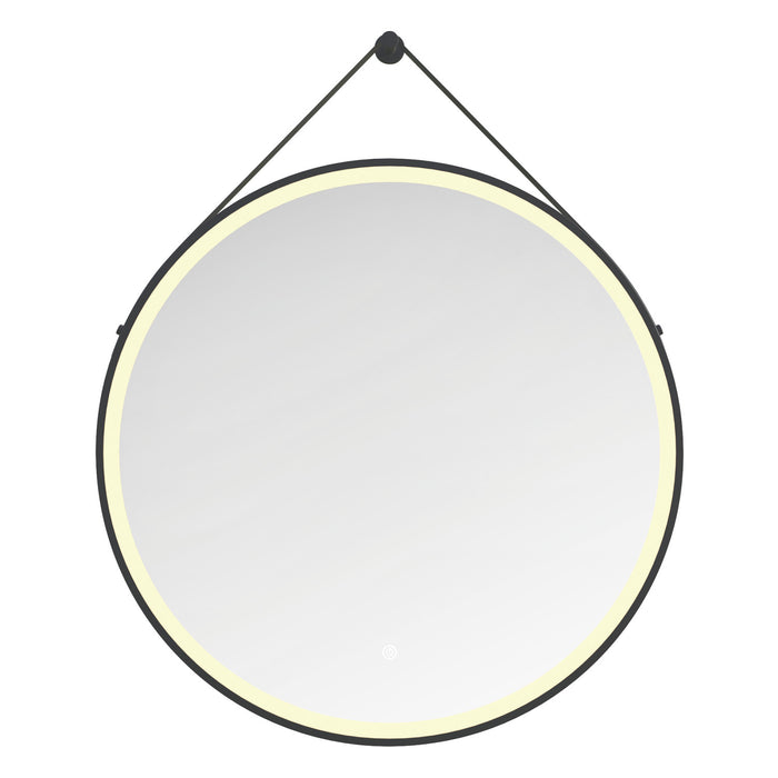 Kingston Aurora MR1023030 30-Inch Round LED Bathroom Mirror, Front Light, Anti-Fog, Dimmable Touch Sensor Lighted Mirror, Silver/Matte Black