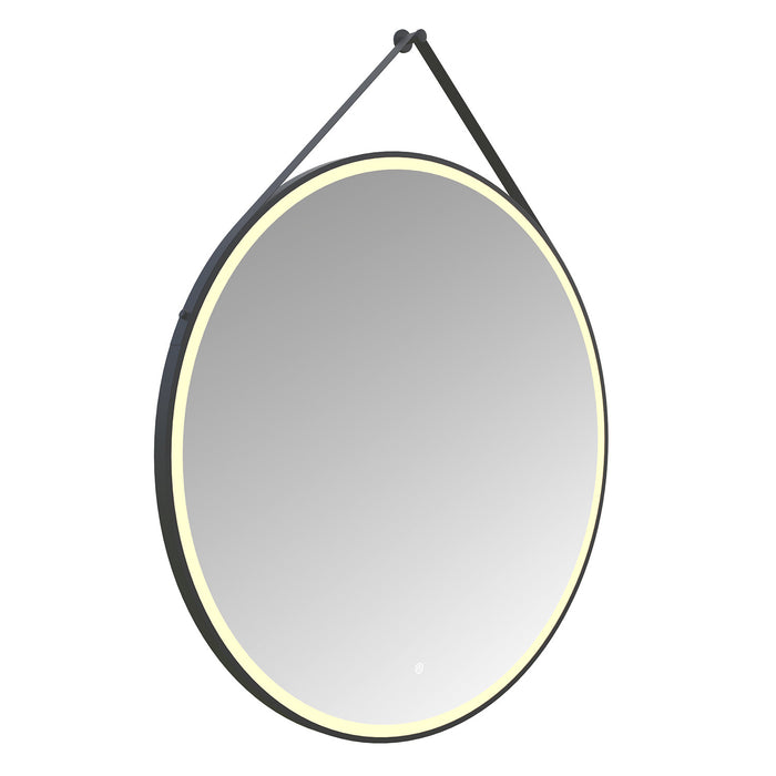 Kingston Aurora MR1024040 40-Inch Round LED Bathroom Mirror, Front Light, Anti-Fog, Dimmable Touch Sensor Lighted Mirror, Silver/Matte Black