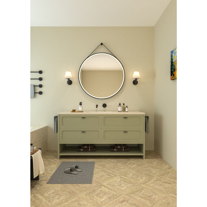 Kingston Aurora MR1024040 40-Inch Round LED Bathroom Mirror, Front Light, Anti-Fog, Dimmable Touch Sensor Lighted Mirror, Silver/Matte Black