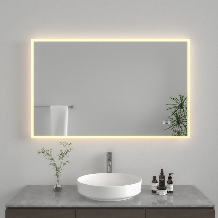 Kingston Aurora MR2014830 30-Inch x 48-Inch LED Bathroom Mirror, Front and Back Light, Anti-Fog, Dimmable Touch Sensor Lighted Mirror, Silver