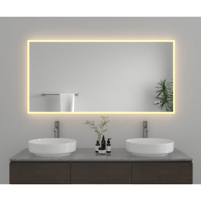 Kingston Aurora MR2016030 30-Inch x 60-Inch LED Bathroom Mirror, Front and Back Light, Anti-Fog, Dimmable Touch Sensor Lighted Mirror, Silver