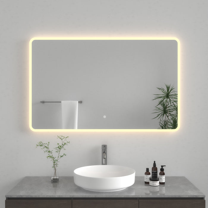 Kingston Aurora MR2024830 30-Inch x 48-Inch LED Bathroom Mirror, Front and Back Light, Anti-Fog, Dimmable Touch Sensor Lighted Mirror, Silver