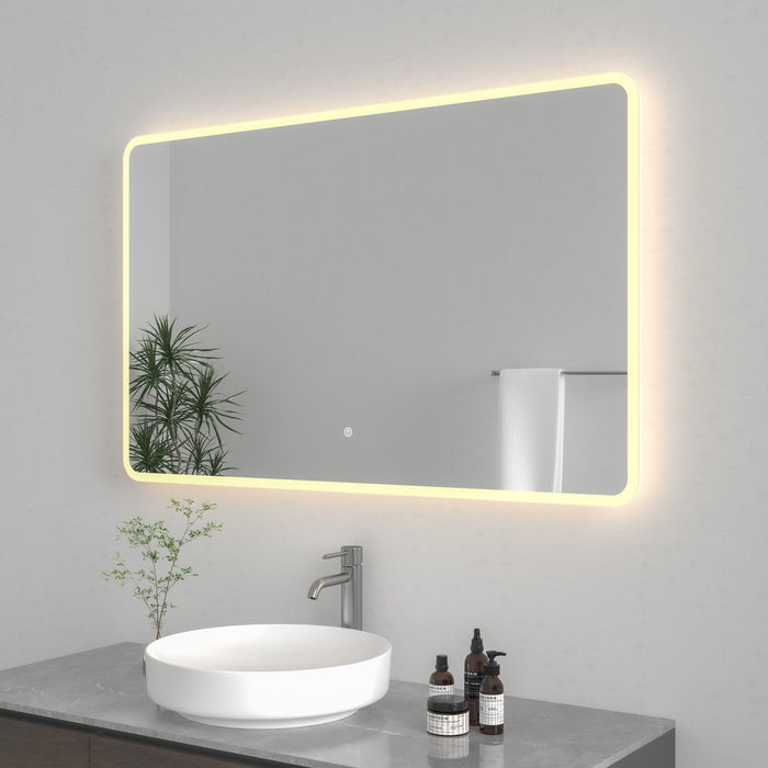 Kingston Aurora MR2024830 30-Inch x 48-Inch LED Bathroom Mirror, Front and Back Light, Anti-Fog, Dimmable Touch Sensor Lighted Mirror, Silver