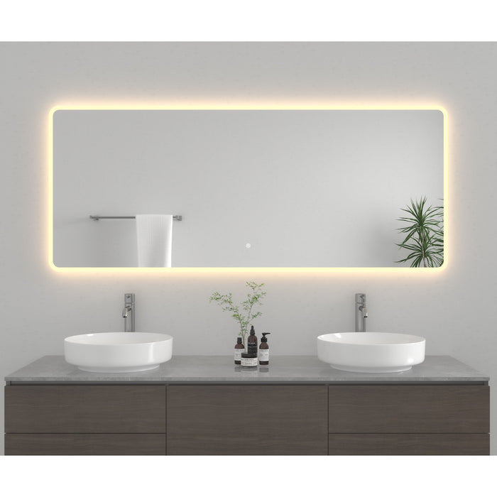 Kingston Aurora MR2027230 30-Inch x 72-Inch LED Bathroom Mirror, Front and Back Light, Anti-Fog, Dimmable Touch Sensor Lighted Mirror, Silver