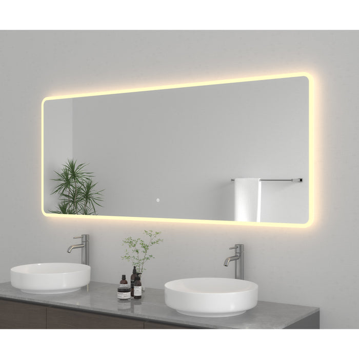 Kingston Aurora MR2027230 30-Inch x 72-Inch LED Bathroom Mirror, Front and Back Light, Anti-Fog, Dimmable Touch Sensor Lighted Mirror, Silver