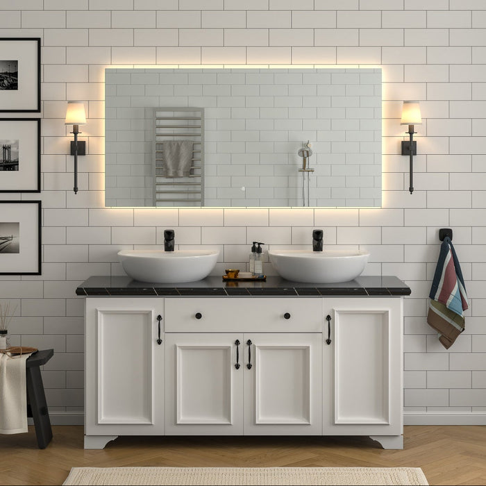 Kingston Aurora MR2036030 30-Inch x 60-Inch LED Bathroom Mirror, Back Light, Anti-Fog, Dimmable Touch Sensor Lighted Mirror, Silver