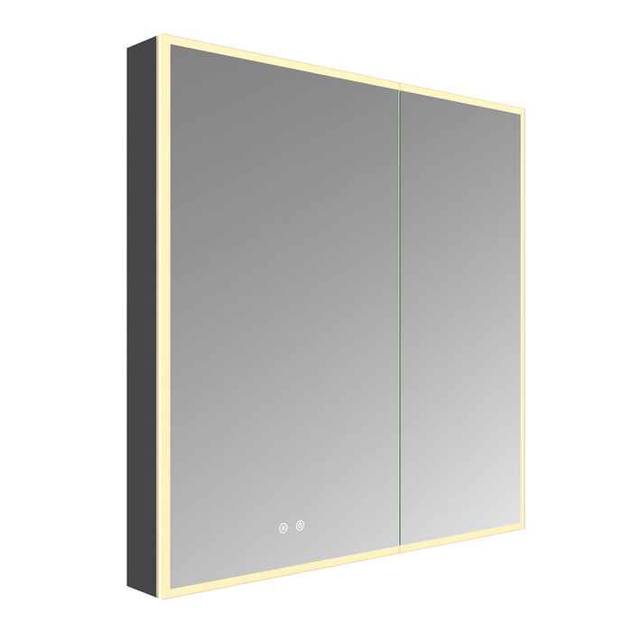 Kingston Astra MR3013630 30-Inch x 36-Inch LED Bathroom Mirror Medicine Cabinet, Anti-Fog, Dimmable Touch Sensor Lighted Mirror, Silver/Matte Black