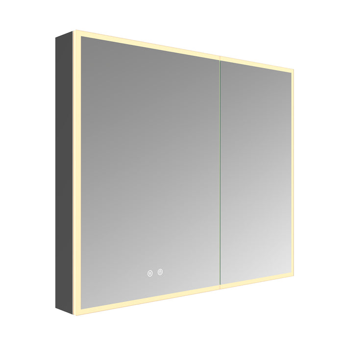 Kingston Astra MR3013636 36-Inch x 36-Inch LED Bathroom Mirror Medicine Cabinet, Anti-Fog, Dimmable Touch Sensor Lighted Mirror, Silver/Matte Black