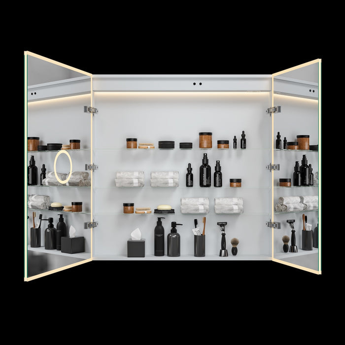 Kingston Astra MR3013636 36-Inch x 36-Inch LED Bathroom Mirror Medicine Cabinet, Anti-Fog, Dimmable Touch Sensor Lighted Mirror, Silver/Matte Black