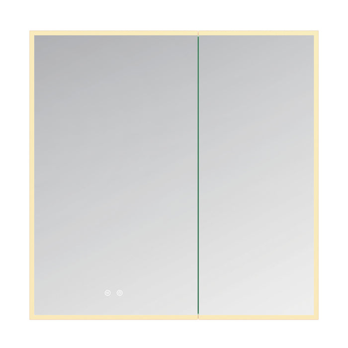 Kingston Astra MR3013636 36-Inch x 36-Inch LED Bathroom Mirror Medicine Cabinet, Anti-Fog, Dimmable Touch Sensor Lighted Mirror, Silver/Matte Black