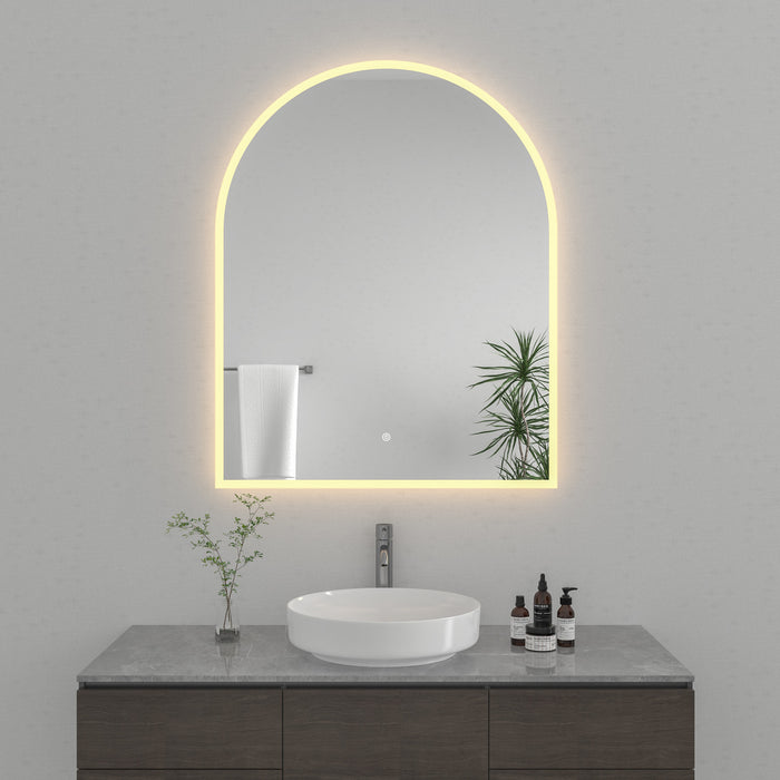 Kingston Sona MR4013240 - Aurora 30-Inch x 60-Inch Arched LED Bathroom Mirror, Front and Back Light, Anti-Fog, Dimmable Touch Sensor Lighted Mirror, Silver