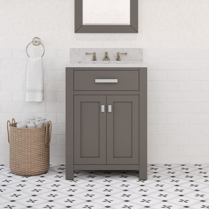 Kingston Madison MS24CW01CG - 24 in. x 21 in. Bathroom Vanity Marble Top in Carrara White, Cashmere Grey