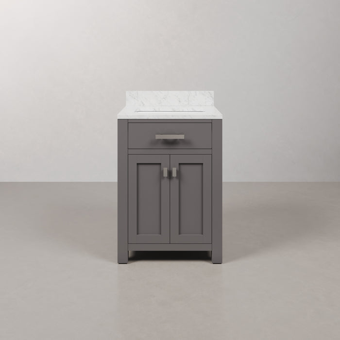 Kingston Madison MS24CW01CG - 24 in. x 21 in. Bathroom Vanity Marble Top in Carrara White, Cashmere Grey