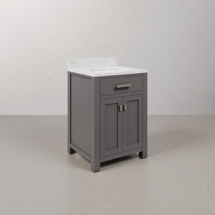 Kingston Madison MS24CW01CG - 24 in. x 21 in. Bathroom Vanity Marble Top in Carrara White, Cashmere Grey