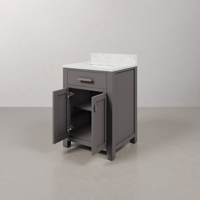 Kingston Madison MS24CW01CG - 24 in. x 21 in. Bathroom Vanity Marble Top in Carrara White, Cashmere Grey