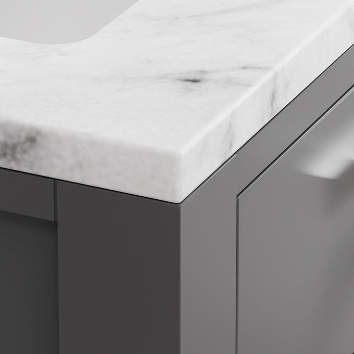 Kingston Madison MS24CW01CG - 24 in. x 21 in. Bathroom Vanity Marble Top in Carrara White, Cashmere Grey