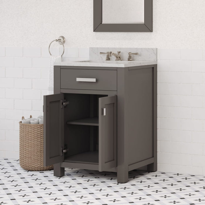 Kingston Madison MS24CW01CG - 24 in. x 21 in. Bathroom Vanity Marble Top in Carrara White, Cashmere Grey