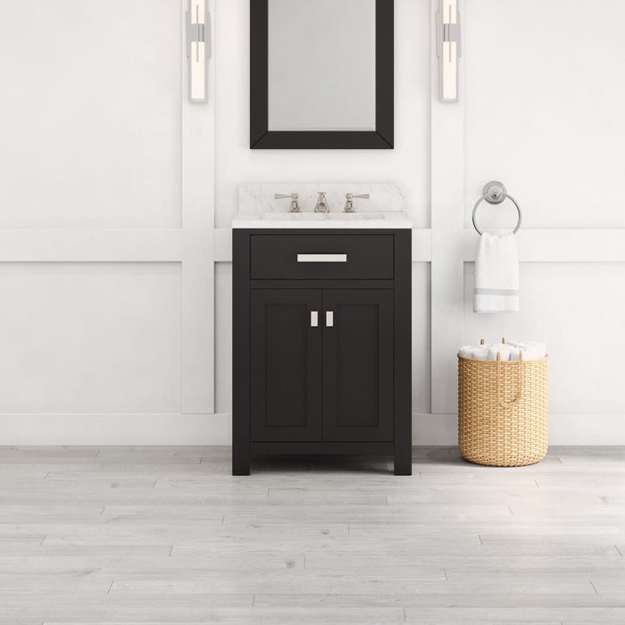 Kingston Madison MS24CW01ES - 24 in. x 21.5 in. Bathroom Vanity Single Sink with Carrara White Marble Top, Espresso