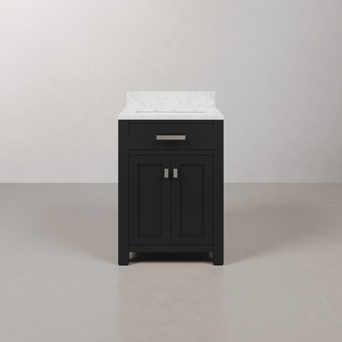 Kingston Madison MS24CW01ES - 24 in. x 21.5 in. Bathroom Vanity Single Sink with Carrara White Marble Top, Espresso