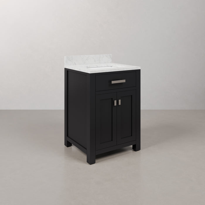 Kingston Madison MS24CW01ES - 24 in. x 21.5 in. Bathroom Vanity Single Sink with Carrara White Marble Top, Espresso