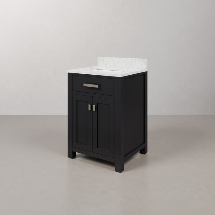Kingston Madison MS24CW01ES - 24 in. x 21.5 in. Bathroom Vanity Single Sink with Carrara White Marble Top, Espresso