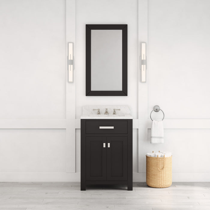 Kingston Madison MS24CW01ES - 24 in. x 21.5 in. Bathroom Vanity Single Sink with Carrara White Marble Top, Espresso