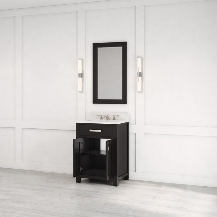 Kingston Madison MS24CW01ES - 24 in. x 21.5 in. Bathroom Vanity Single Sink with Carrara White Marble Top, Espresso
