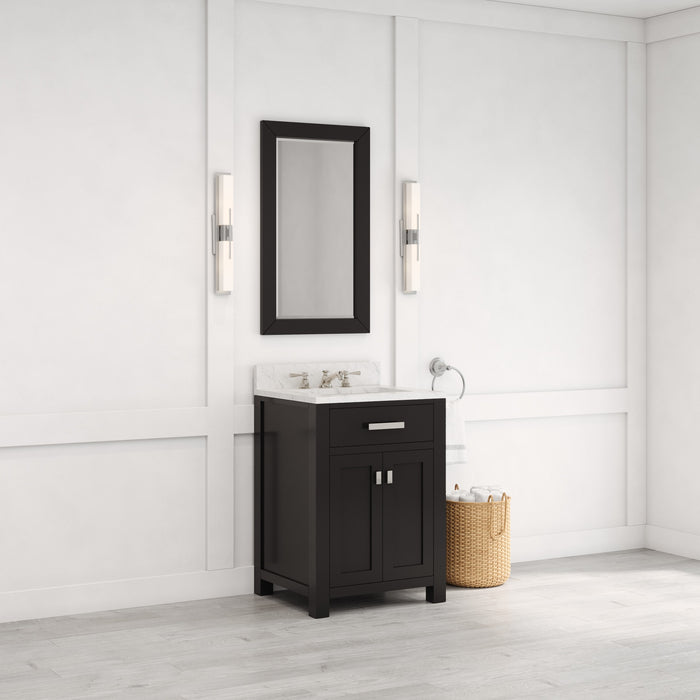 Kingston Madison MS24CW01ES - 24 in. x 21.5 in. Bathroom Vanity Single Sink with Carrara White Marble Top, Espresso