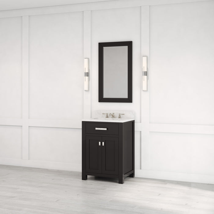 Kingston Madison MS24CW01ES - 24 in. x 21.5 in. Bathroom Vanity Single Sink with Carrara White Marble Top, Espresso