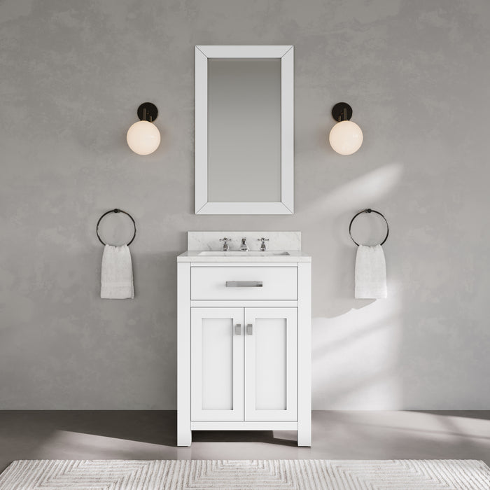 Kingston Madison MS24CW01PW - 24 in. x 21.5 in. Bathroom Vanity Marble Top in Carrara White, Modern White