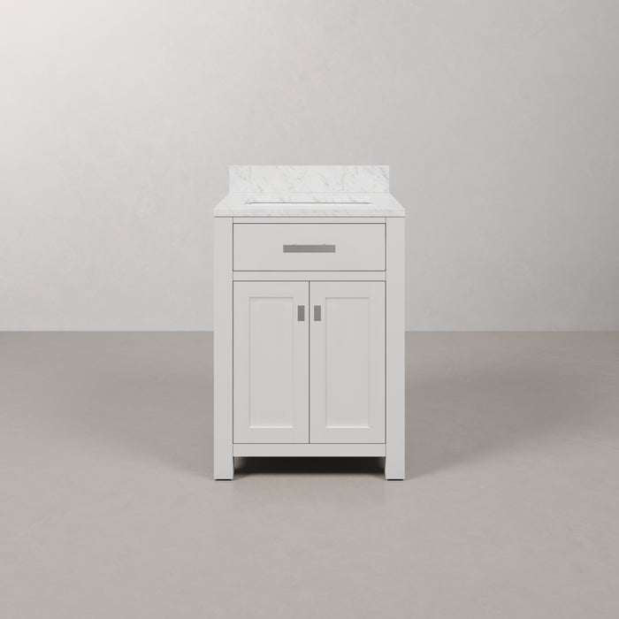 Kingston Madison MS24CW01PW - 24 in. x 21.5 in. Bathroom Vanity Marble Top in Carrara White, Modern White