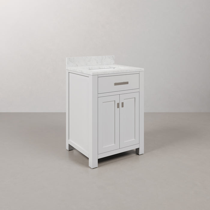 Kingston Madison MS24CW01PW - 24 in. x 21.5 in. Bathroom Vanity Marble Top in Carrara White, Modern White