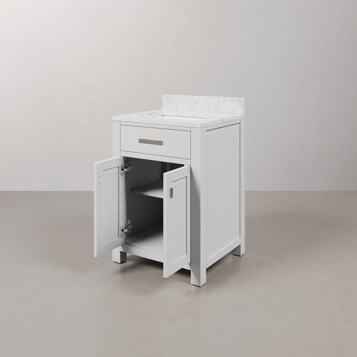 Kingston Madison MS24CW01PW - 24 in. x 21.5 in. Bathroom Vanity Marble Top in Carrara White, Modern White