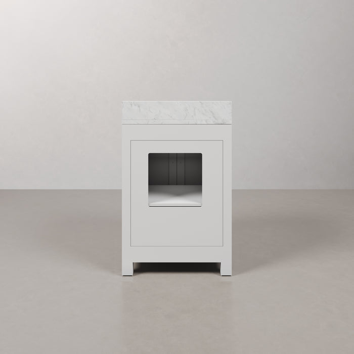 Kingston Madison MS24CW01PW - 24 in. x 21.5 in. Bathroom Vanity Marble Top in Carrara White, Modern White