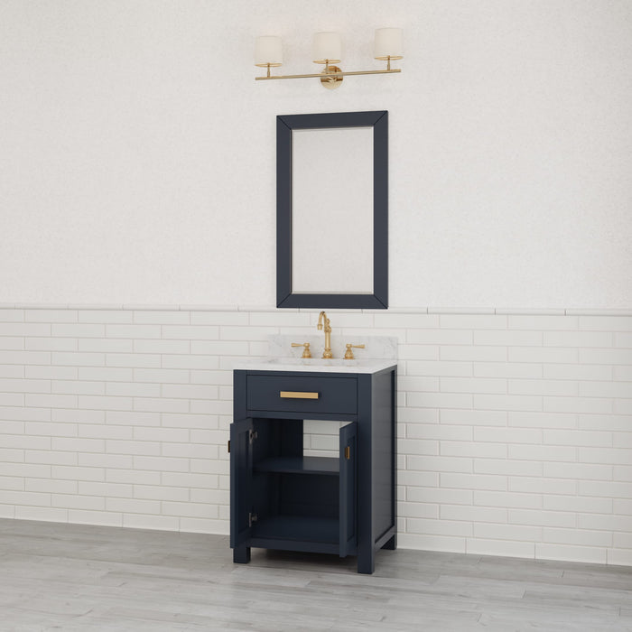 Kingston Madison MS24CW06MB - 24 in. x 21.5 in. Bathroom Vanity Marble Top in Carrara White and White Basin, Monarch Blue