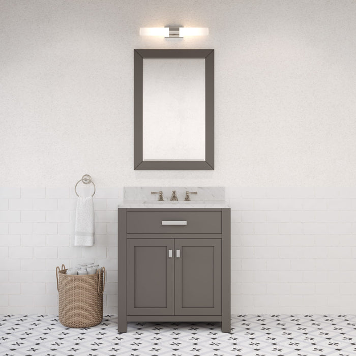 Kingston Madison MS30CW01CG - 30 in. x 21 in. Bathroom Vanity Marble Top in Carrara White, Cashmere Grey