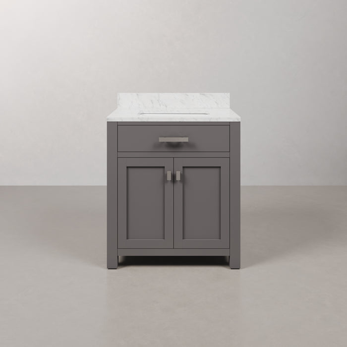 Kingston Madison MS30CW01CG - 30 in. x 21 in. Bathroom Vanity Marble Top in Carrara White, Cashmere Grey