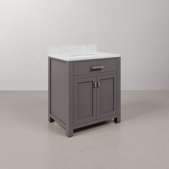 Kingston Madison MS30CW01CG - 30 in. x 21 in. Bathroom Vanity Marble Top in Carrara White, Cashmere Grey