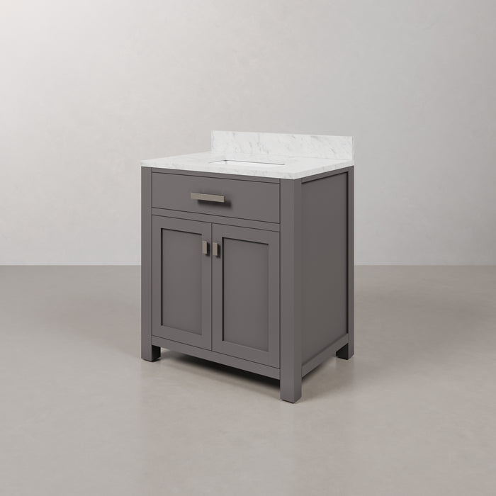 Kingston Madison MS30CW01CG - 30 in. x 21 in. Bathroom Vanity Marble Top in Carrara White, Cashmere Grey