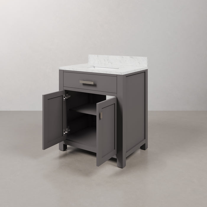Kingston Madison MS30CW01CG - 30 in. x 21 in. Bathroom Vanity Marble Top in Carrara White, Cashmere Grey