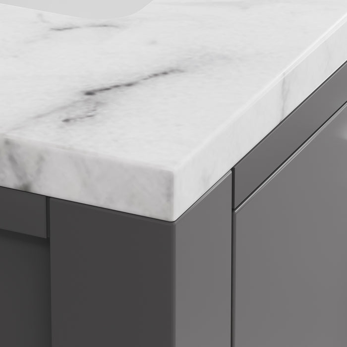 Kingston Madison MS30CW01CG - 30 in. x 21 in. Bathroom Vanity Marble Top in Carrara White, Cashmere Grey