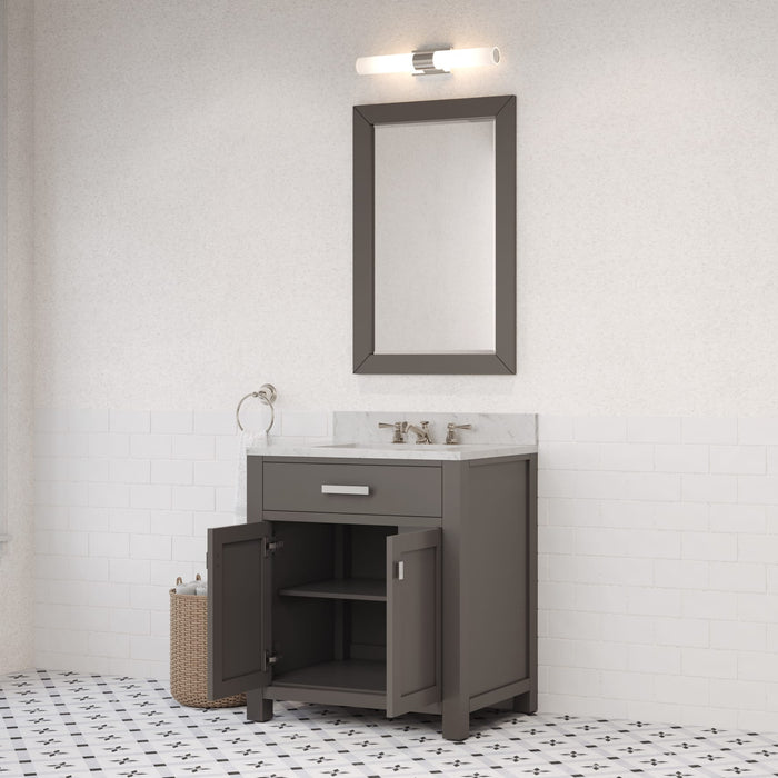 Kingston Madison MS30CW01CG - 30 in. x 21 in. Bathroom Vanity Marble Top in Carrara White, Cashmere Grey