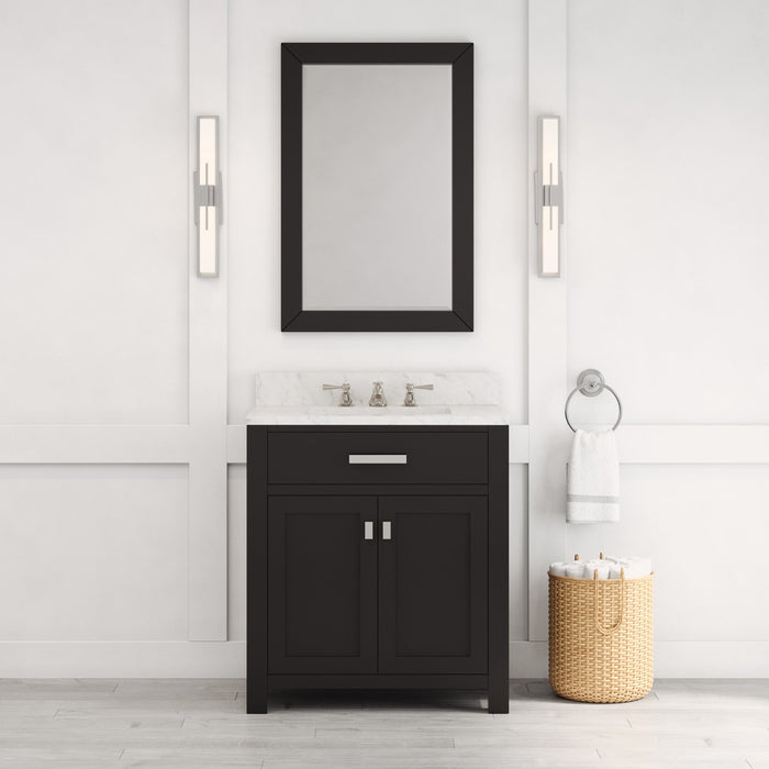 Kingston Madison MS30CW01ES - 30 in. x 21.5 in. Bathroom Vanity Single Sink with Carrara White Marble Top, Espresso