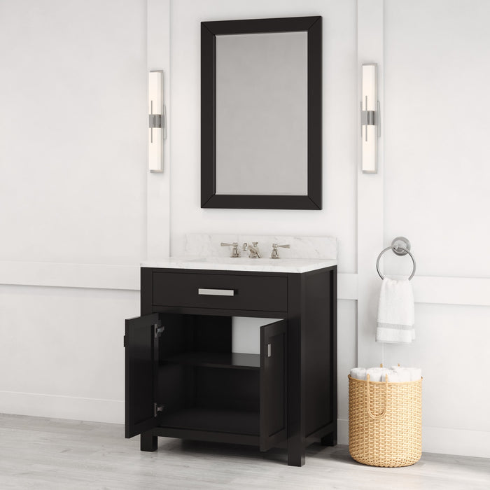 Kingston Madison MS30CW01ES - 30 in. x 21.5 in. Bathroom Vanity Single Sink with Carrara White Marble Top, Espresso